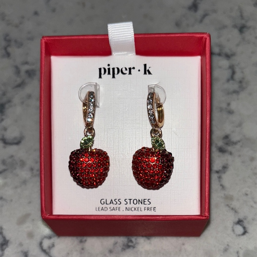 Piper K Red Apple Earrings